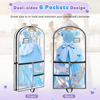 SLEEPING LAMB Dual-sided 6 Pockets Dance Garment Bags for Dancers, 40" Clear Kids Dance Costume Bag for Dance Competition Hanging Garment Bag for Ballet, Outfits, Cheer Uniform, Dress, 2 Packs, Black
