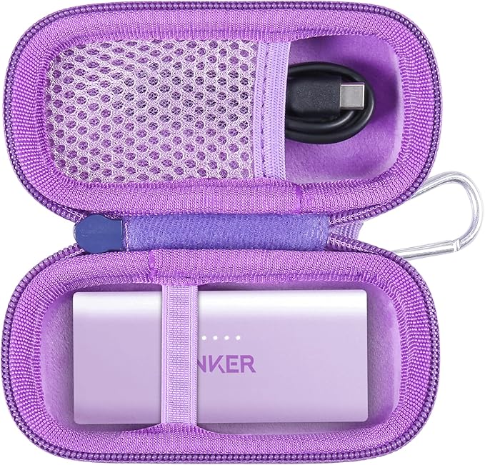 co2CREA Hard Case Compatible with Anker 621 Nano Power Bank 5,000mAh 12W Portable Charger, Purple Case