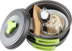 MalloMe Camping Cookware Mess Kit for Backpacking Gear – Camping Cooking Set - Camping Pots and Pans Set - Backpacking Stove/Portable Stove Compatible - Camp Kitchen Equipment Accessories Pot