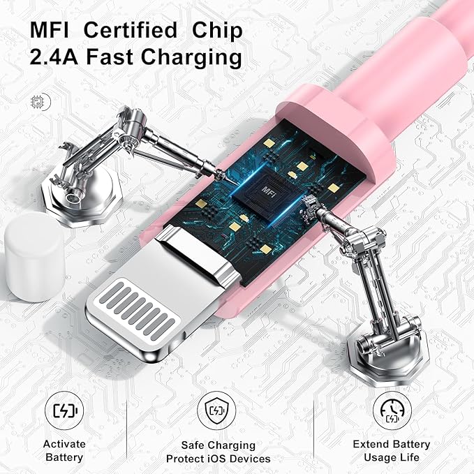 10ft iPhone Charger, [Apple Certified] Long Apple Charging Cord,10 Feet Original Lightning to USB Cable,10 Foot iPhone Charging Cable for iPhone 14 Pro Max/14/13 Pro/12 Mini/11/XS/XR/8/7/6S/5/SE,iPad