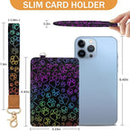 Yonlevres Dog Paw Credit Card Holder Slim Wallet, RFID Wallet Women Front Pocket Wristlet Lanyard, Small Card Holder Travel Funny Cute Thin Card Case ID Window PU Leather Card Organizer Gifts Girls