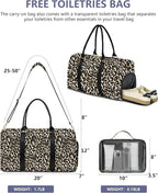 Women Weekender Travel Duffle Bag: Travel Duffel Overnight Bags with Shoe Compartment Large Carry on Tote with Toiletry Bag Weekend Traveling Yoga Gym Hospital Bag for Women with Wet Pocket Cheetah