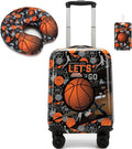 Kid’s Luggage Set 2 Piece Suitcase Set 16’’ Hardside Luggage with Spinner Wheels Girls Boys Carry on Toddler Luggage Travel Rolling Luggage Carry on Luggage Airline Approved Basketball
