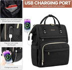 LOVEVOOK Laptop Backpack for Women,17 Inch Professional Womens Travel Backpack Purse Computer Laptop Bag Nurse Teacher Backpack,Waterproof College Work Bag Carry on Back Pack with USB Port,Black Plait