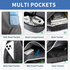 JELUTAR Drawstring Backpack Gym Bag with Shoes Compartment for Soccer, Basketball, Swim, Water-Resistant String Backpack Beach Cinch for Women Men, Dark Grey