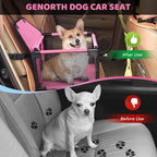 GENORTH Small Dog Car Seats for Small Dogs,Portable Puppy/Pet Car Booster Seat with Clip-On Leash and Mesh Window for Small Pet Up to 11 lbs