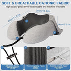 Travel Neck Pillow with 100% Light-Blocking Hood – Ergonomic Memory Foam Support Pillow for Airplane, Long Flights, Road Trips, Office and Car, Full Head and Neck Support with Skin-Friendly Cover