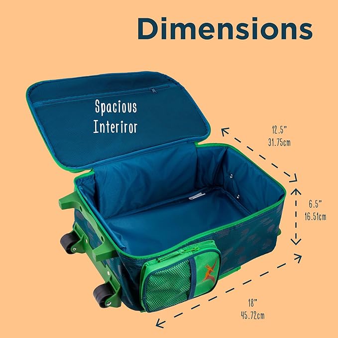 Stephen Joseph Kids Classic Rolling Luggage, Kids Luggage, Toddler Rolling Travel Carry On, Kids Suitcase with wheels,