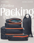 Compression Packing Cubes for Travel, 6-Piece Lightweight Packing Cubes Set for Carry-On Luggage & Backpacks – TRIPPED Travel Gear (Grey and Orange)