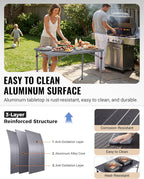 KingCamp Folding Camping Table Foldable Loads 265 Lbs, 42.1"× 27.6" Portable Table 3 Adjustable Height Aluminum Roll Up Camp Table with Carry Bag for Camping Picnic BBQ Backyard, Indoor & Outdoor