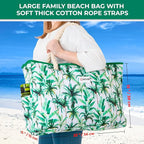Beach Bag and Pool Bag Has Cooler Pocket, 7 Pockets Total, Zip Top. Family Size Waterproof Beach Tote