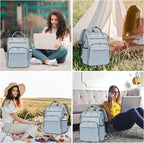 VANKEAN 17 Inch Laptop Backpack for Women Fashion Computer Work Bag, Large Capacity Waterproof, College Daypack Business Travel Backpack, Light Blue