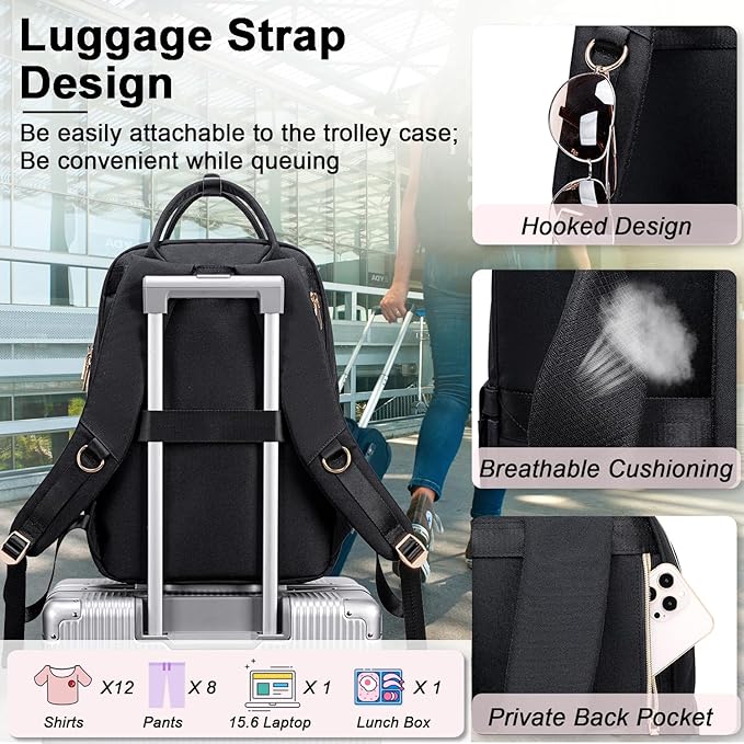 Weitars Lunch Backpack for Women,15.6 Inch Laptop Backpacks Travel Backpack for Women,Work Back pack,Teacher Nurse Back pack Insulated Lunchbox Backpacks