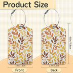 Hello Fall Luggage Tag for Suitcase,Autumn Leaves Design with Privacy Flap Name ID Label Metal Loop, 3 Pack