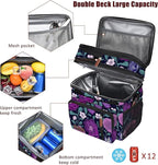 MIYCOO Lunch Bag & Lunch Box for Women Men, Double Deck Leakproof Insulated Soft Large Adult Camping Cooler bag for Work, Beach, Picnic, Travel (Purple Flower, 15L)