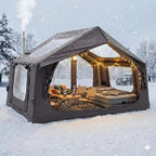 Inflatable Camping Tent with Electric Air Pump - 420D Heavy Duty Oxford - 5 Min Auto-Inflation - Panoramic Stargazing Skylight - 4 Season Luxury Glamping Cabin, 4-10 Person Multiple Sizes