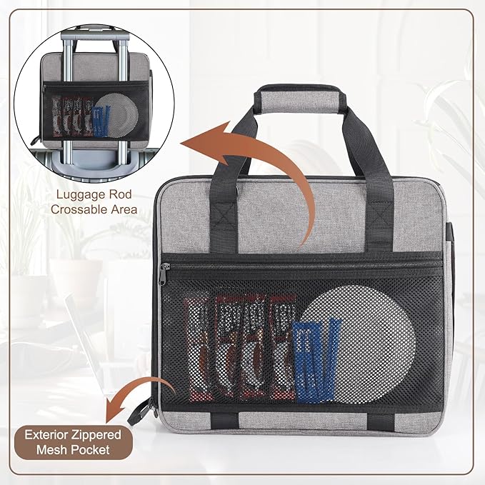 Anitor Portable Carrying Coffee Maker Travel Bag Match for Keurig K-Slim/K-Iced Plus, Single Serve Coffee Machine Travel Bag with Padded Shoulder Straps Includes Multiple Storage Bags, Grey