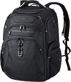 KROSER TSA Friendly Travel Laptop Backpack 18.4 inch XXXL Gaming Backpack Water-Repellent College Daypack Business Backpack with RFID Pockets & USB Port for Men/Women-Black | TSA Friendly