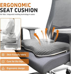 Gooo&Ma Air Fiber Seat Cushion for Office Chair, Breathable U-Shape Tailbone Relief Cushion for Desk Chair, Washable Ergonomic Chair Pad for Driving & Gaming, Cooling Mesh Back Support(Grey)