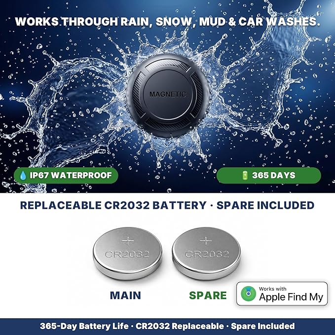 GPS Tracker for Vehicles - Magnetic Mini Car GPS Tracker, No Subscription, Works with Apple Find My, Anti-Theft Real-Time Vehicle Tracker, IP67, 365 Day Battery (iOS Only)