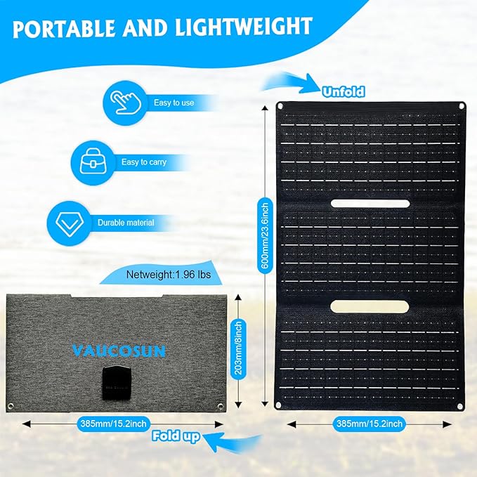 36W Portable Solar Panel with USB-A QC3.0 18W Charging for Phone,Ipad,Power Bank,Camping,IPX4 Waterproof Foldable Solar Panel, Solar Charger DC Output for 12v Battery, Small Power Station