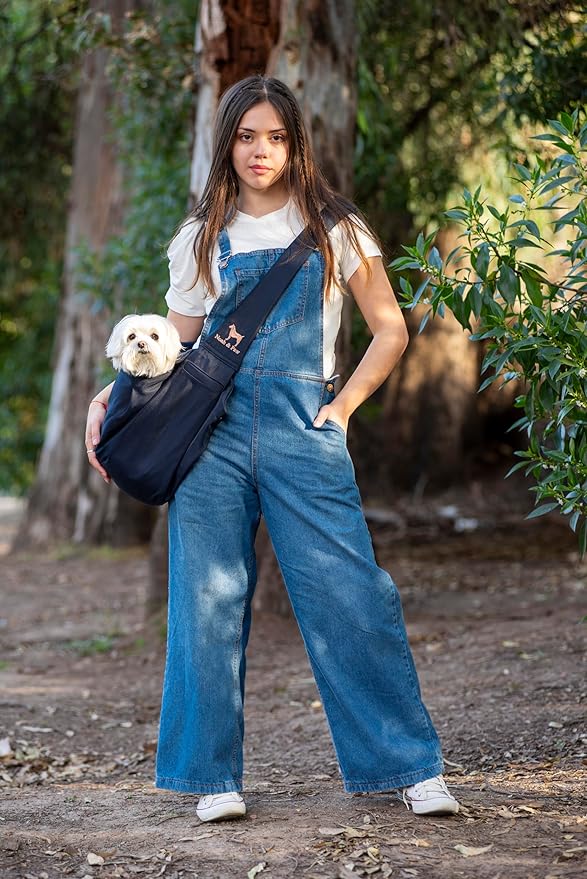 Noah & Paw Dog Sling Carrier for Small Dogs 3-10lb, Dog Sling for Small Dogs and Cats, Dog Carrier with Adjustable Padded Strap, Premium Twill, Lined with Fur, Double Safety Feature, Machine Washable