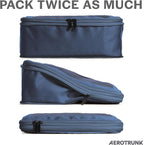 Aerotrunk Compression Packing Cubes for Travel - Luggage Organizer Bags - Double Zipper Packing Cubes for Suitcases (4-Pack, Dark Blue)