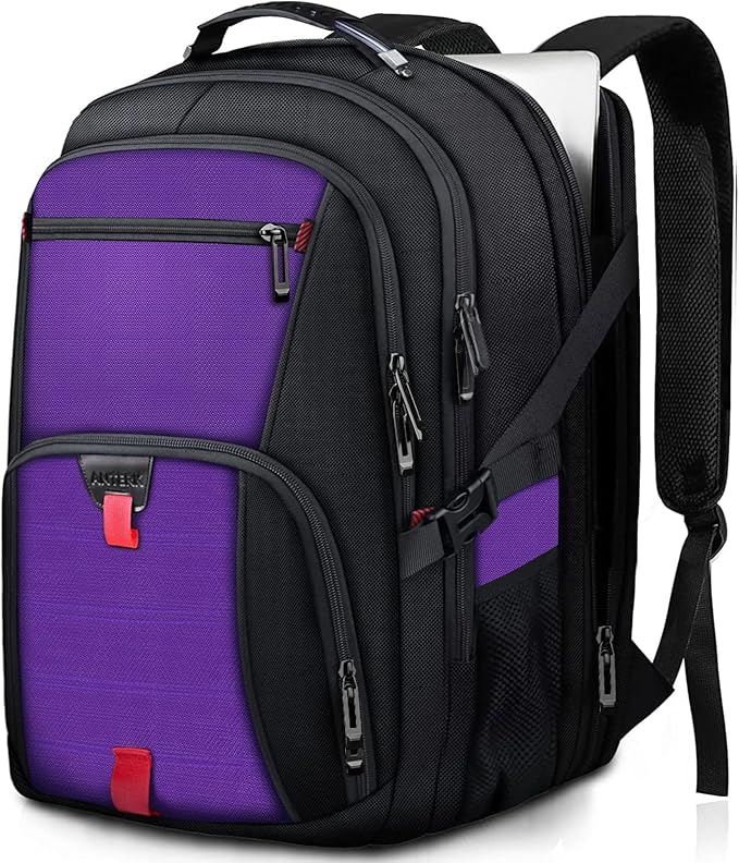 ANTERK Extra Large Backpack, Travel Laptop Backpack, Sturdy TSA Water Resistant 17.3 Inch Carry on Backpacks, Anti Theft Business Computer Backpacks Gifts for Men Women, Purple