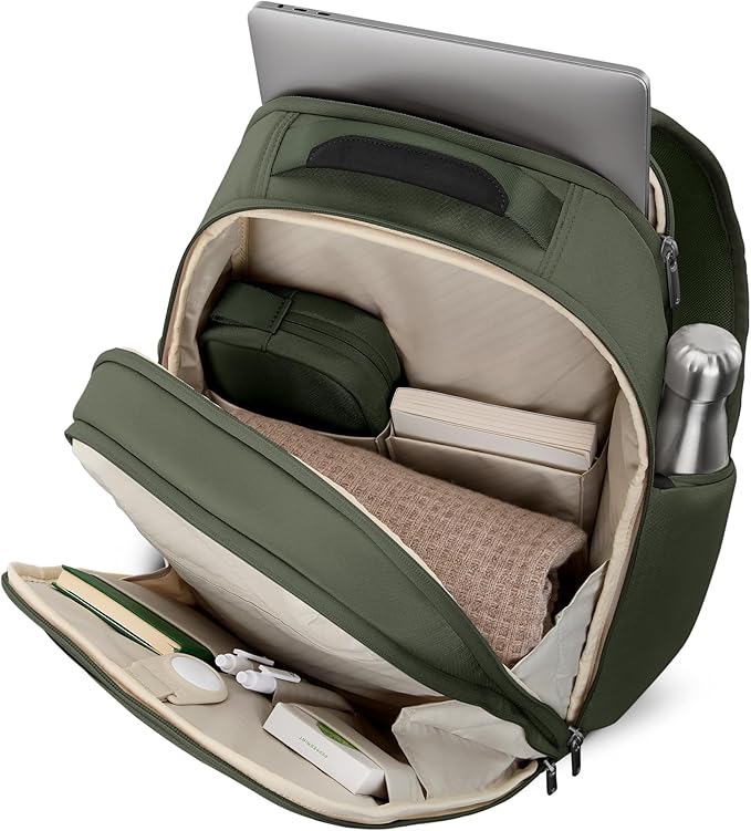 Samsonite Paralux Everyday Backpack - Laptop & Tablet Backpack with 5 Compartments, Removable TecKit™ Pouch, Microsuede Trim, Water Bottle Pockets - Work, Commute & Travel Bag - Olive