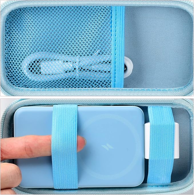 Case for Anker Magnetic Battery 10,000mAh Foldable Wireless Portable Charger, 633/622/621/321 5,000mAh Power Bank (MagGo) Holder, Storage for Baseus Power Delivery -Case Only (Blue, Medium)