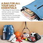 BeeGreen Blue Drawstrings Backpack Gym Sack For Men With Water Bottle Pocket &Front Zippered Pocket Large Sting Bags For WomenTraveling Yoga Beach Outdoor Gym