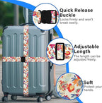 Luggage Straps for Suitcases, Travel Adjustable Belt with Quick Release Buckle, Heavy Duty Nylon Bag Packing Strap, Unique Bright Identifiers Business Travel Accessories (2 Pack) - Rose Flowers