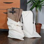 ZENPAC Cowboy Boot Bag, Beige Duster Flannel Pouch with Drawstring Closure, Washable Breathable Cotton Fabric for Shoes, Luggage, 12.5x20.5 2 Pack