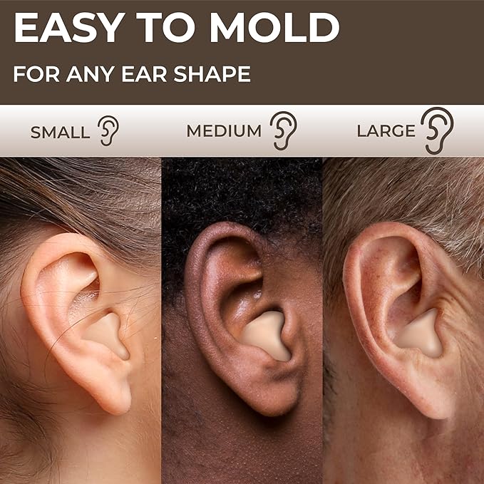 Peace&Quiet PQ Sleeping Ear Plugs Silicone - 30 Wax Moldable EarPlugs for Sleeping Noise Cancelling for Swimming, Sound Blocking Level 32 Db, (30 Silicone Earplugs), Color: Skin Tone