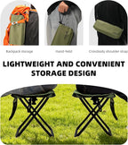 16" Extra Tall Portable Folding Stool for Adults, X-Large Collapsible Camping Chair with 3 Storage Pockets, Heavy Duty Travel Seat for Fishing, Hiking, Gardening