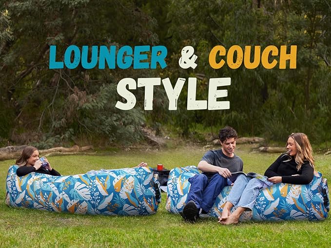 WEKAPO Inflatable Couch Air Lounger Chair - Camping & Beach Accessories, Portable Blow up Sofa for Hiking, Lawn, Indoor/Outdoor Movies & Music Festivals. Lightweight and Easy to Set Up Air Hammock