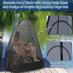 1-Person Camping Chair Pop up Tent, 47"x47"x59" See Through Single Mesh Tent Bugs Barrier Mosquito Net 2 Zipper Doors Outdoor Sports Pod Shelter with Bag for Fishing, Not Included Chair