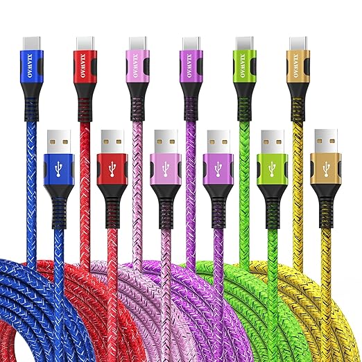 XIAWAO USB to USB C Cable, (6Pack) Type C Charger Cord Fast Charging for iPhone 17 16 15, Samsung Galaxy S25 S24 S23 A56 A36 A16 A17, Moto g, Pixel 10 9