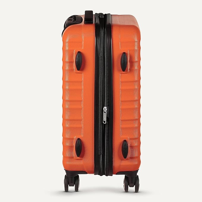 Amazon Basics 21" Hardside Carry-On Luggage with Spinner Wheels, Expandable for Up to 25% More Space, Scratch-Resistant Hardshell Suitcase, Telescoping Handle, Orange