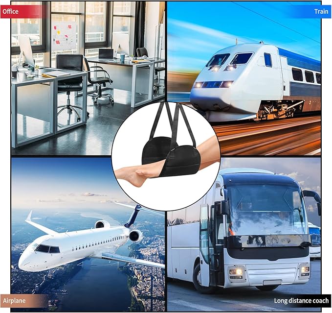 Airplane FootrestAirplane Foot Rest, Portable Travel Foot Hammock, Airplane Accessories, Adjustable Flying Feet Rest for Travel, for Long Flight Bus Train Office