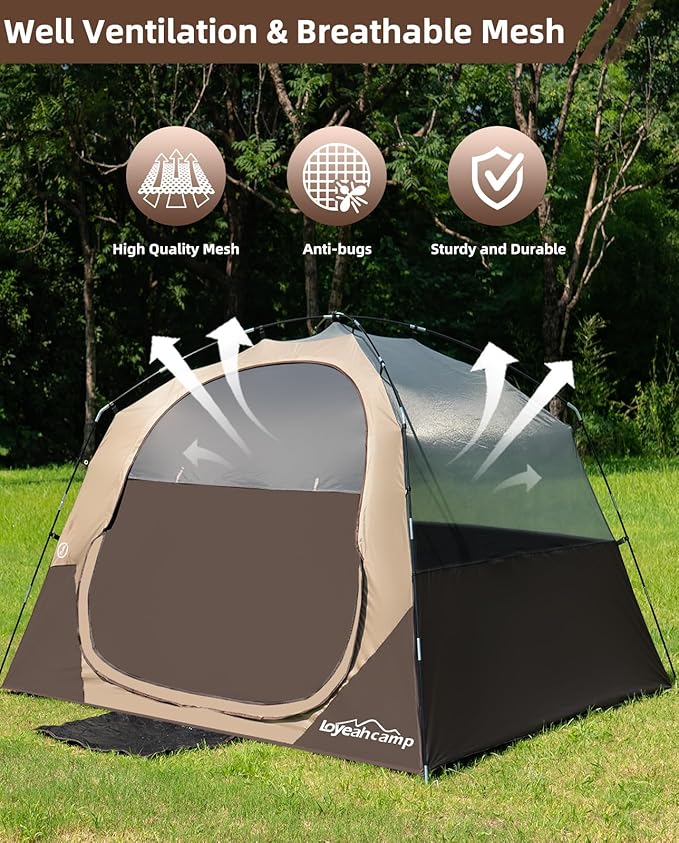 4/6 Person Blackout Camping Tent, Easy Setup Waterproof Family Dome Tent for Camping with Rainfly, Portable Double Layer Large Family Tent for Outdoor Camping&Hiking