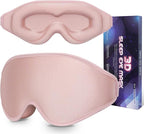 Sleep Mask 3D Eye Mask for Sleeping 100% Light Blocking Eye Covers with Adjustable Strap Night Blindfold for Women Memory Foam Light Pink