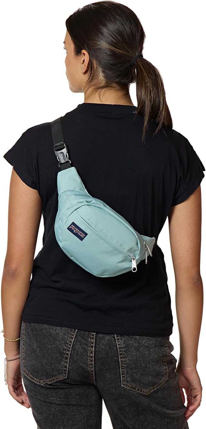 JanSport Fifth Avenue Fanny Pack Crossbody Bags for Women, Men - Stylish, Durable Waist Bag with Adjustable Belt, Main Zippered Pocket, Quick Stash Pocket - Travel Essentials - Black