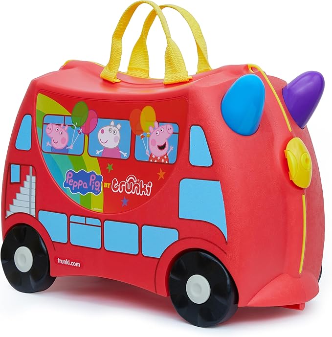 Trunki x Peppa Pig Ride-On Suitcase - Carry-on Approved Luggage, 18L Travel Bag, Kids Suitcases on Wheels for Girls and Boys, Lightweight Cabin Hand Luggage with Tow Strap