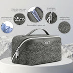 BOYATU Travel Makeup Bag Cosmetic Bags for Women: Large Capacity 3 Pcs Set Make up Bag with Compartments - Waterproof Vegan Leather Toiletry Organizer Bags with Handle (Z-62Grey)