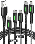 INIU USB C Cable, 5-Pack [1.6/3.3/6.6 ft] 3.1A Fast Charging Type C Cord, Nylon Braided USB A to USB-C Phone Charger Cable for iPhone 16 15 Series Samsung Galaxy S21 S20 S10 Google Pixel 7 6 etc