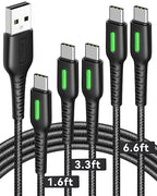 INIU USB C Cable, 5-Pack [1.6/3.3/6.6 ft] 3.1A Fast Charging Type C Cord, Nylon Braided USB A to USB-C Phone Charger Cable for iPhone 16 15 Series Samsung Galaxy S21 S20 S10 Google Pixel 7 6 etc