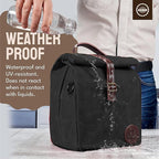 ASEBBO Insulated Lunch Bag for Women & Men - Reusable & Leak Proof Lunch Box Cooler Bag for Work, Beach, Travel for Adults with Shoulder Strap - Waxed Canvas (Black) - Reusable Bag