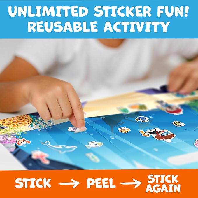 Reusable Sticker Books for Toddlers 1-3, Stickers for Toddlers 2-4 Years - Stickers for Kids Airplane Toys for Toddler 1-3, Toddler Travel Toys - Reusable Sticker Book Birthday Gifts for Boys Girls