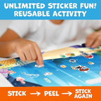 Reusable Sticker Books for Toddlers 1-3, Stickers for Toddlers 2-4 Years - Stickers for Kids Airplane Toys for Toddler 1-3, Toddler Travel Toys - Reusable Sticker Book Birthday Gifts for Boys Girls
